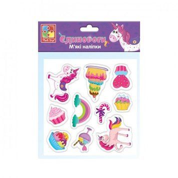 Набір м'яких наклейок "Єдинороги" Vladi Toys VT4210-04 (укр) VT4210-04 фото
